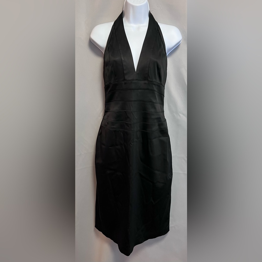 Papell Boutique Womens SILK Evening Dress‎ Size 6 Black Beaded Sleeveless Lined